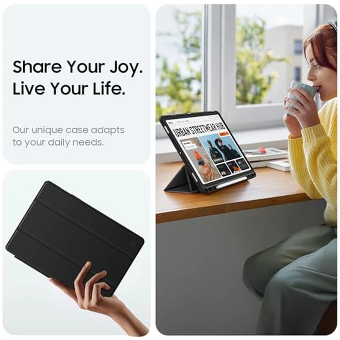 Fintie Hybrid Slim Case for Samsung Galaxy Tab S10 Lite/ S10 FE/ S9 FE 10.9 Inch/Tab S9 11 Inch with S Pen Holder, Shockproof Cover with Clear Transparent Back Shell, Auto Wake/Sleep, Black by FINTIE - Image 8