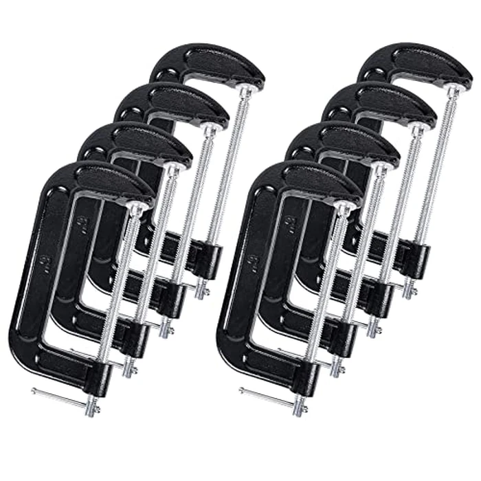 8 Pcs C Clamp 6 Inch Heavy Duty Steel C Clamp Set Cast Iron Frame Sliding T-Handle More Stability Massive Clamps for Woodworking, Welding, Building, Automotive Applications (Black) by MYFAMIREA - Used - Like New condition