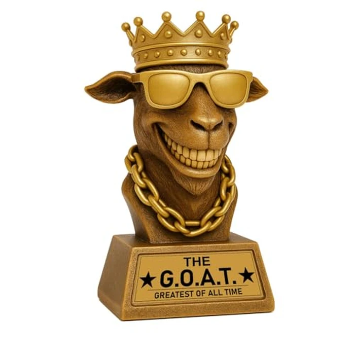 Bambluby Goat Trophy - 7" G.O.A.T. Resin Award for Fantasy Football, Office Desk, Best Player Trophy by Bambluby - Used - Very Good condition - US$25.49