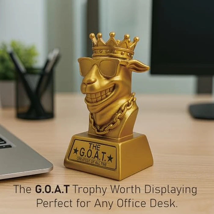 Bambluby Goat Trophy - 7" G.O.A.T. Resin Award for Fantasy Football, Office Desk, Best Player Trophy by Bambluby - Image 5