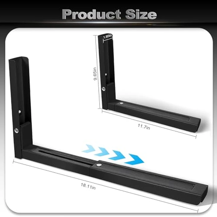 Krbnk Microwave Mount, Folding Shelf Brackets, Foldable, Retractable, Adjustable Microwave Oven Wall Mount, Suitable for Use in Home Kitchens (Black) by Krbnk - Image 2
