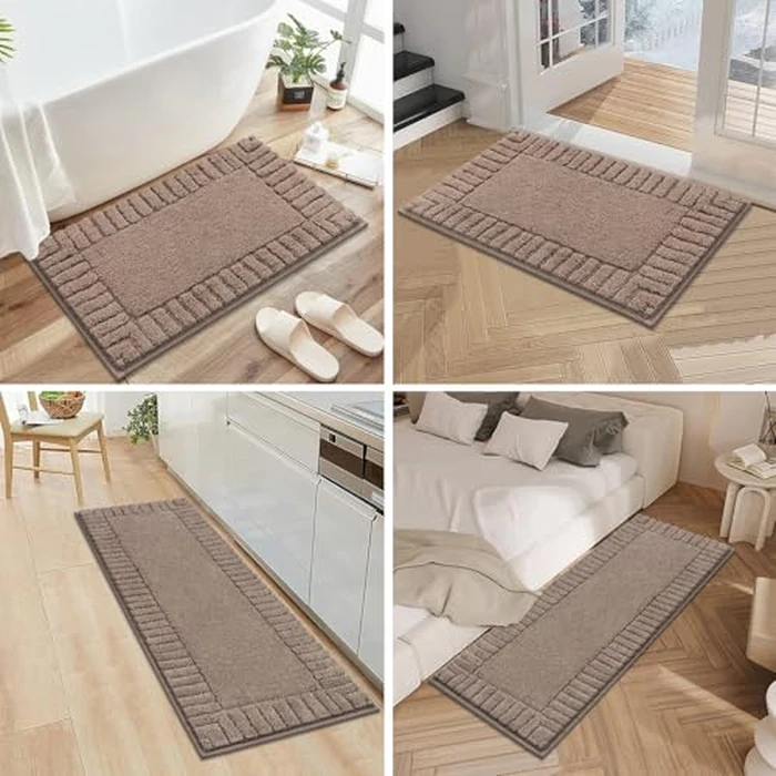 Pauwer Bathroom Rugs Sets 3 Piece Bathroom Shower Rugs with U-Shaped Contour Toilet Mat Absorbent Microfiber Plush Bath Mats Non Slip Bath Rugs Machine Washable Shaggy Bath Mat Set, Coffee by Pauwer - Image 7