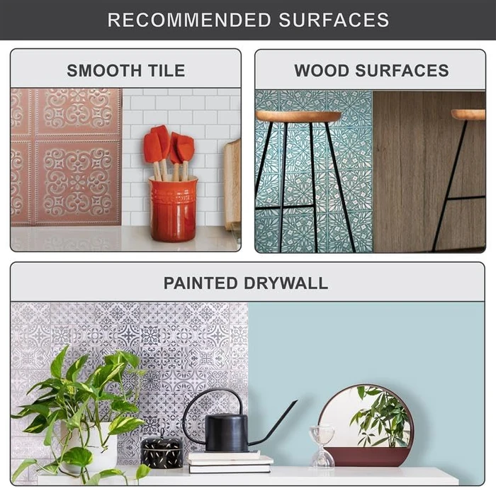 Main Street 24-Pack of 8 x 8" Wallpaper Tiles Peel and Sitck in Blue and Silver Leaves Design for Kitchen Backsplash, Renter Friendly, Paper Wall Tiles for Your Home and DIY Projects by Main Street - Image 8