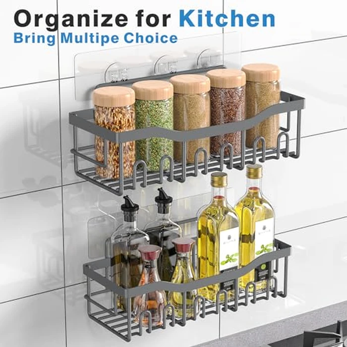 EUDELE Shower Caddy 2 Pack, Adhesive Shower Organizer for Home Decor & Kitchen Storage, No Drilling, Rustproof Stainless Steel Bathroom Shelf Organizer by EUDELE - Image 6