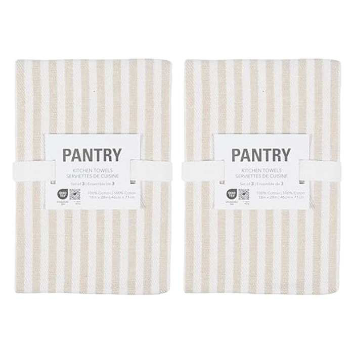 KAF Home Premium Kitchen Towels (18" x 28"), Large 100% Cotton, Flat & Terry Absorbent Dish Towel Set (Beige, 18 x 28-6 Pack) by Kaf Home - Image 2