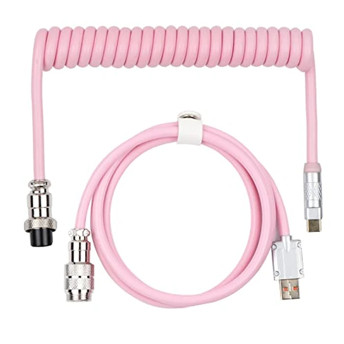 EPOMAKER Puff Aviator Coiled USB Cable, Type C Detachable Mechanical Gaming Keyboard Cable for Win/Mac/Gamers, Suitable for RT100/TH68 PRO/TH80 PRO/TH96/TH80 SE/CIDOO V65. etc(Puff Pink) by EPOMAKER - Used - Like New condition - US$12.48