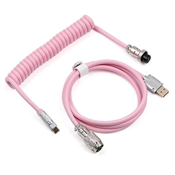 EPOMAKER Puff Aviator Coiled USB Cable, Type C Detachable Mechanical Gaming Keyboard Cable for Win/Mac/Gamers, Suitable for RT100/TH68 PRO/TH80 PRO/TH96/TH80 SE/CIDOO V65. etc(Puff Pink) by EPOMAKER - Image 3