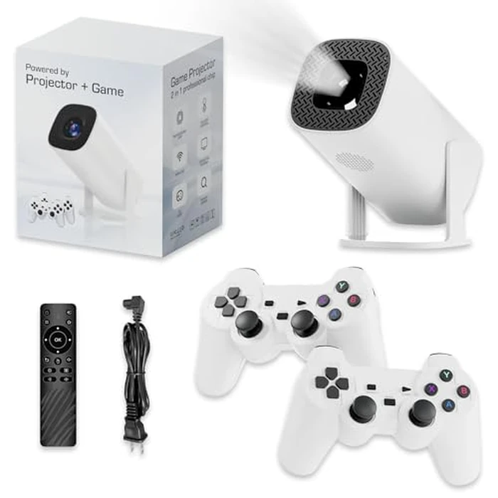 New P30 Retro Game Console with Projector，4K HD Portable Projector with 36000+ Games，Plug and Play TV Video Game Stick，Smart Projector with 2.4g Wireless Controllers，Android TV 11.0, WiFi by Voncmteo - Used - Like New condition - US$71.21