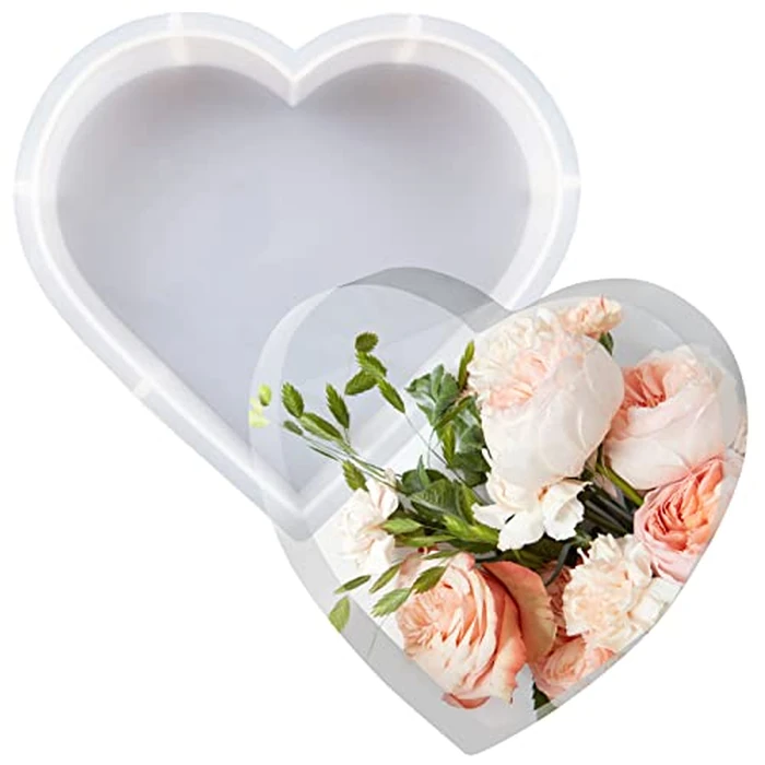 Large Resin Molds Epoxy Resin Molds Resin Art Casting Molds DIY Wedding Valentine Gift, Resin Crafts Silicone Resin Molds for Flower Preservation Resin Art Home/Office Decor Bookends Picture Frame (Heart) by Kunyeah - Image 1