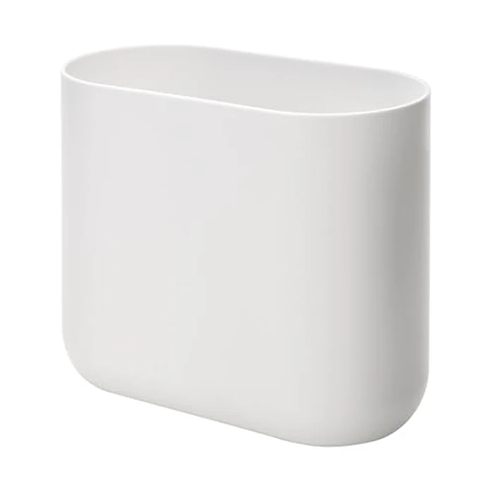iDesign Small Slim Plastic Bathroom Trash Can, Garbage Can for Bedroom, Office, Desk, Dorm, White by iDesign - Used - Acceptable condition