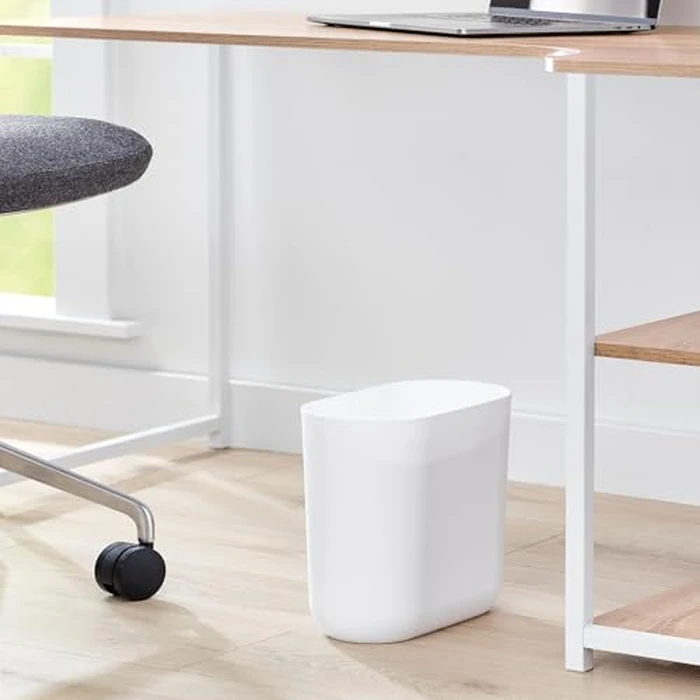 iDesign Small Slim Plastic Bathroom Trash Can, Garbage Can for Bedroom, Office, Desk, Dorm, White by iDesign - Image 6