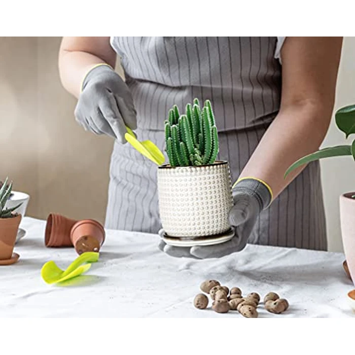 D'vine Dev 4 Inch Ceramic Beaded Stoneware Planter Pot - Flower Pot with Drainage Holes and Saucers for Indoor Succulent Plants or Flowers, Smoked White, 27-C-Z-1 by D'vine Dev - Image 5