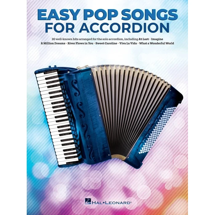 Easy Pop Songs for Accordion Songbook | 20 Popular Hits with Lyrics for Accordion | Easy Sheet Music Collection Featuring Imagine, Sweet Caroline, Viva La Vida, Film Themes, and More by Hal Leonard - Used - Like New condition - CA$14.43