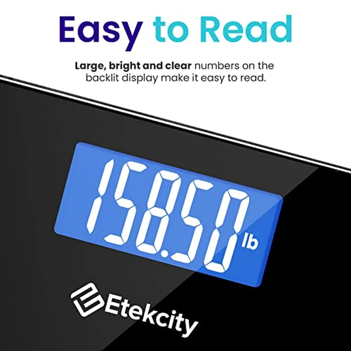 Etekcity Bathroom Scale for Body Weight, Highly Accurate Digital Electronic Weighing Machine for People, LCD Display, Large Size, 6mm Tempered Glass for Safe Home Use, Batteries Included, 400 lbs by Etekcity - Image 2