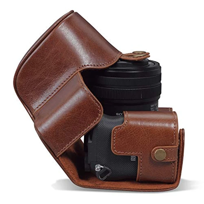 MegaGear MG1953 Ever Ready Genuine Leather Camera Case Compatible with Sony Alpha 7C, A7 C - Brown by MegaGear - Image 3