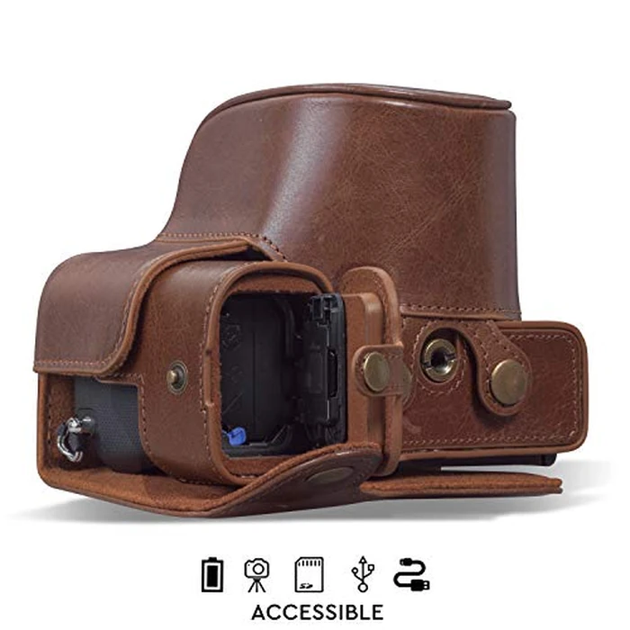 MegaGear MG1953 Ever Ready Genuine Leather Camera Case Compatible with Sony Alpha 7C, A7 C - Brown by MegaGear - Image 5