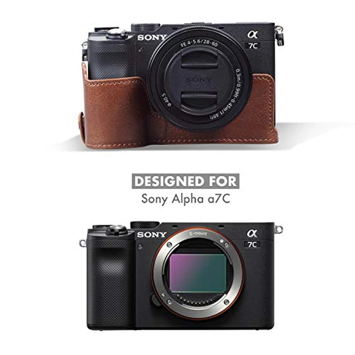 MegaGear MG1953 Ever Ready Genuine Leather Camera Case Compatible with Sony Alpha 7C, A7 C - Brown by MegaGear - Image 6