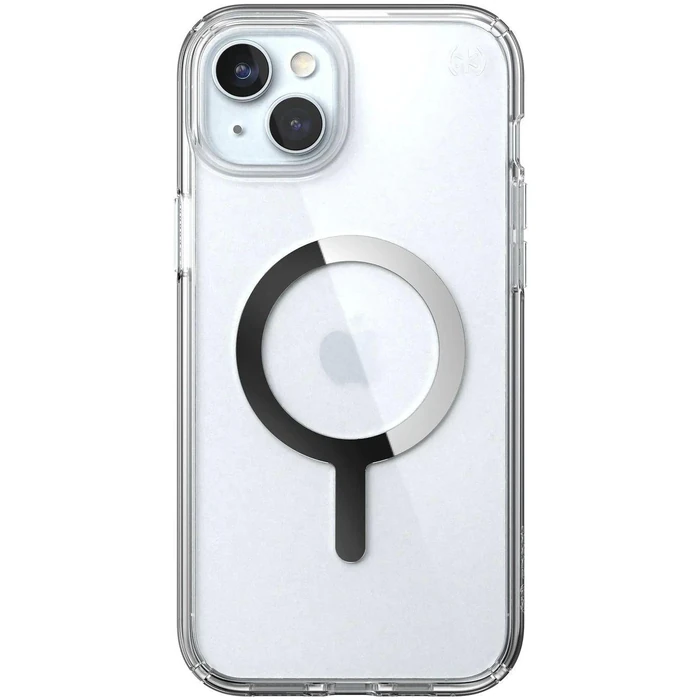 Speck Presidio Perfect-Clear MagSafe Phone Case for iPhone 15 Plus - Clear/Chrome by Speck - Image 1