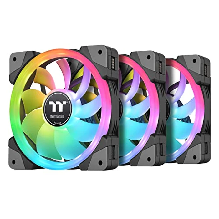 Thermaltake SWAFAN EX 14 RGB PC Cooling Fan, 3 Pack, 500~2000 RPM, Magnetic Connection, Reversable Blades, Controller Included, CL-F144-PL14SW-A by Thermaltake - Used - Very Good condition