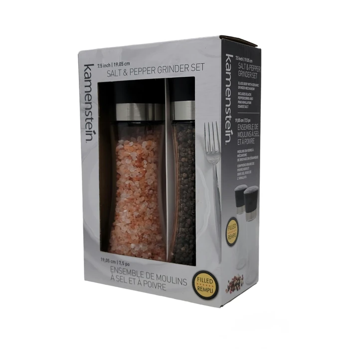 Kamensteín - Salt & Pepper Grinder Set, Includes Black Peppercorns and Pink Himalayan Salt (7.5inch) by Kamensteín - Image 2