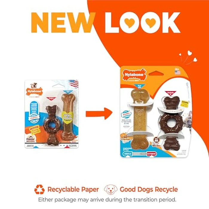 Nylabone Ring Bone Chew Toy for Puppies, Puppy Teething Toys, Puppy Enrichment Toys, Chicken Flavor, X-Small Dogs - Up to 15 lbs, 2 Pack by Nylabone - Image 2