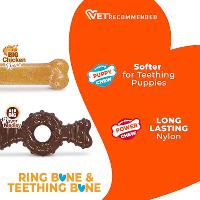 Nylabone Ring Bone Chew Toy for Puppies, Puppy Teething Toys, Puppy Enrichment Toys, Chicken Flavor, X-Small Dogs - Up to 15 lbs, 2 Pack by Nylabone - Image 3