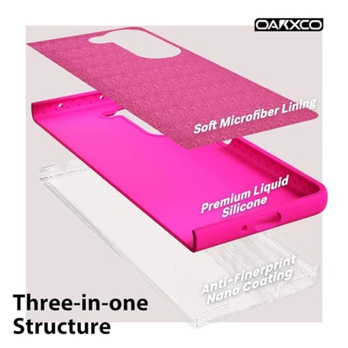 oakxco for Samsung Galaxy Z Fold 5 Phone Case Liquid Silicone, Fluorescent Bright Solid Color, Cute Thin Slim Soft Rubber TPU Plain Smooth Gel Matte Protective Cover for Women Girl, Fuchsia Hot Pink by oakxco - Image 6