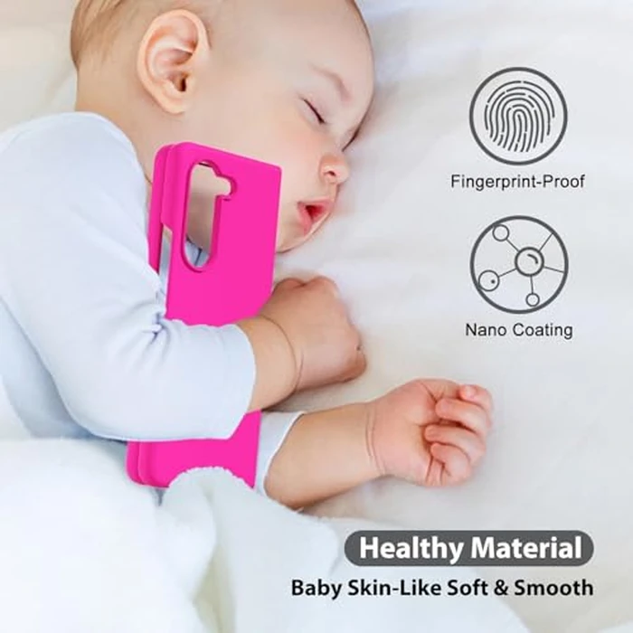 oakxco for Samsung Galaxy Z Fold 5 Phone Case Liquid Silicone, Fluorescent Bright Solid Color, Cute Thin Slim Soft Rubber TPU Plain Smooth Gel Matte Protective Cover for Women Girl, Fuchsia Hot Pink by oakxco - Image 7