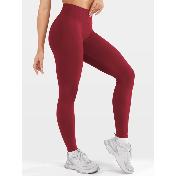 VOYJOY Workout Butt Lifting Leggings for Women Hidden Scrunch Tummy Control Gym Leggings Seamless Yoga Pants Scarlett Red S by VOYJOY - Image 6