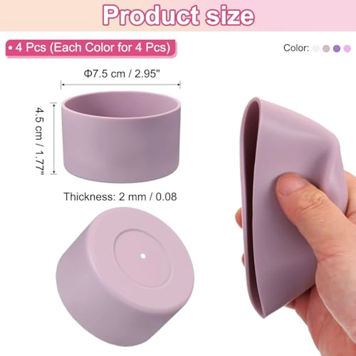 PATIKIL Silicone Boot for Tumbler Boot, 4Pcs Bottom Sleeve Protector for Water Bottle Car Travel Cup, Transparent/Purple/Dark Purple/Light Purple by PATIKIL - Image 2