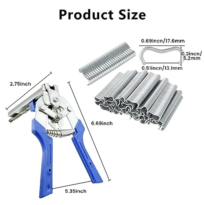 Type M Nail Ring Pliers,Multi-function Cage Clamp Hog Ring Pliers with M Clips for Fence Fastening, Upholstery Installation, Animal Cages (with 3000pcs) by Yiishuiil - Image 3