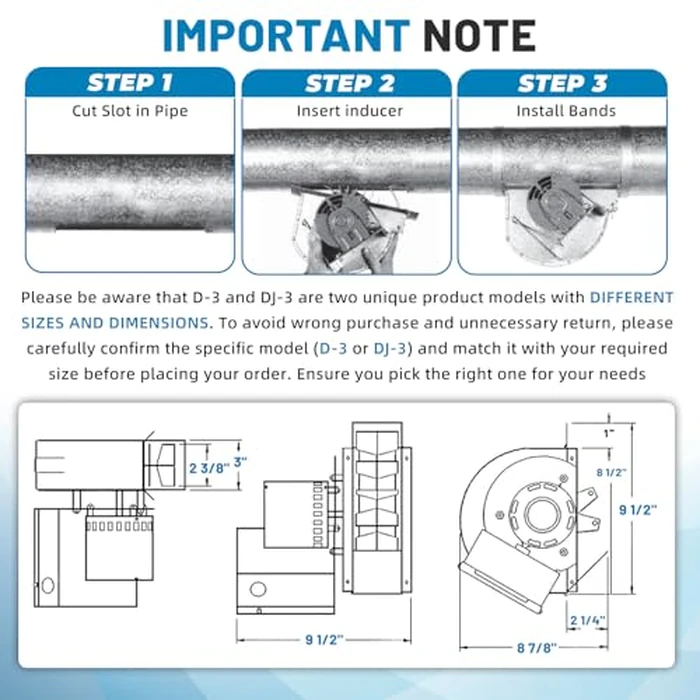 Aumzong D-3 Inline Chimney Draft Inducer Fan 115V Replaces Tjernlund D-3,D3,for Vertical Vent Systems,All Fuels by Aumzong - Image 6