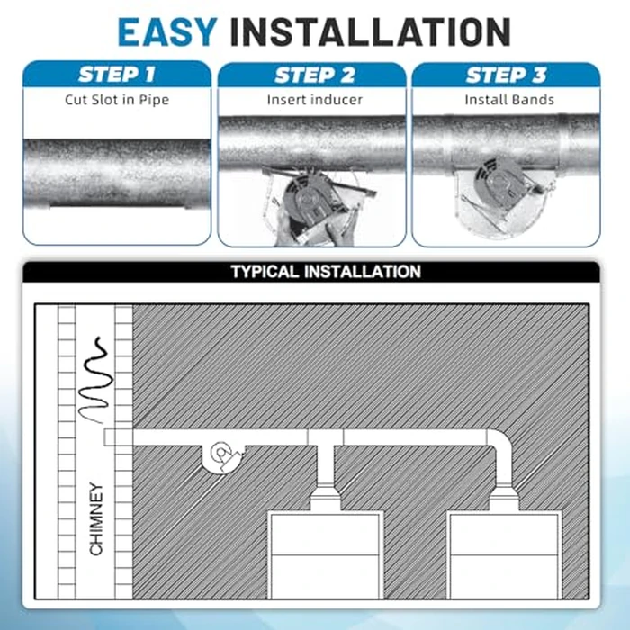 Aumzong D-3 Inline Chimney Draft Inducer Fan 115V Replaces Tjernlund D-3,D3,for Vertical Vent Systems,All Fuels by Aumzong - Image 7
