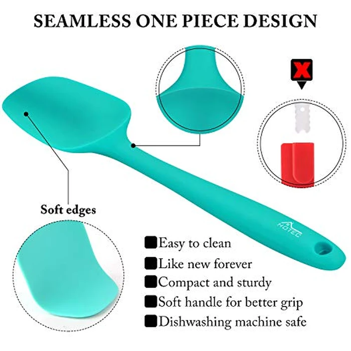 HOTEC Heat Resistant 600℉ Food Grade Silicone Rubber Spatula Set for Baking, Cooking, and Mixing Non Stick Dishwasher Safe BPA-Free Multicolor Set of 5 by HOTEC - Image 6