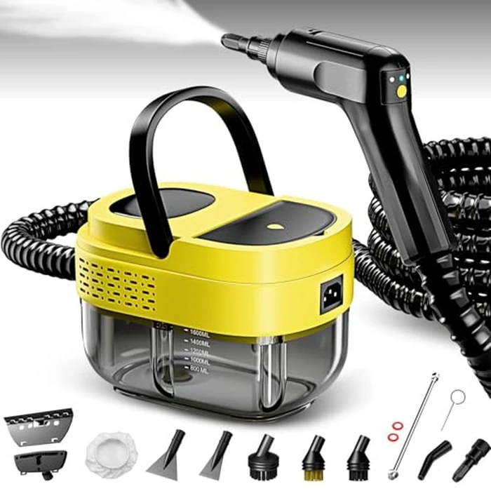 Steam Cleaner,15s Heat-Up,1.6L Tank,3-Level Adjustable Handle,2500W Steamer for Cleaning,Portable Steamer for Cleaning with 16PCS Accessories,Steam Cleaner for Home,Car,Dirt,Grease,Grout,Tile,Couch by Flgocexs - Used - Like New condition - US$75.99