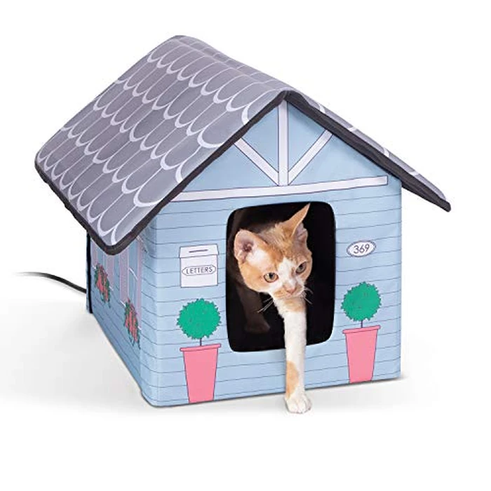 K&H Pet Products Heated Outdoor Cat House for Outside Pets in Winter, Weatherproof Outdoor House for Ferals, Insulated Kitty Shelter, 2 Doors, Waterproof Heated Cat Bed, Safety Listed - Cottage 20W by K&H - Used - Like New condition - CA$131.21