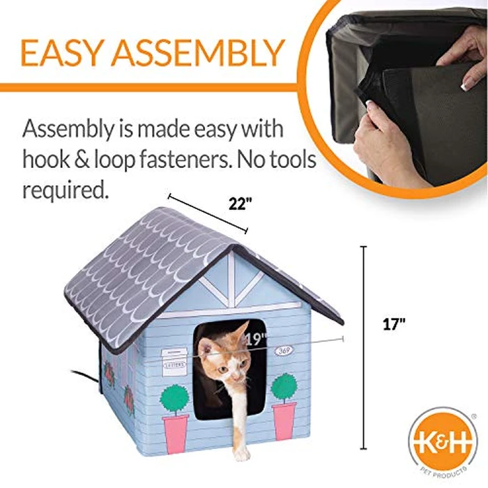 K&H Pet Products Heated Outdoor Cat House for Outside Pets in Winter, Weatherproof Outdoor House for Ferals, Insulated Kitty Shelter, 2 Doors, Waterproof Heated Cat Bed, Safety Listed - Cottage 20W by K&H - Image 2