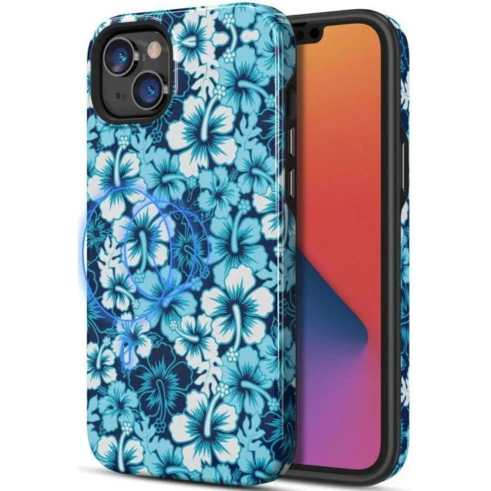MyBatPro Fuse Series with Magsafe Phone Case for iPhone 14 - Blue Hibiscus by MyBatPro - Refurbished - Brand New condition
