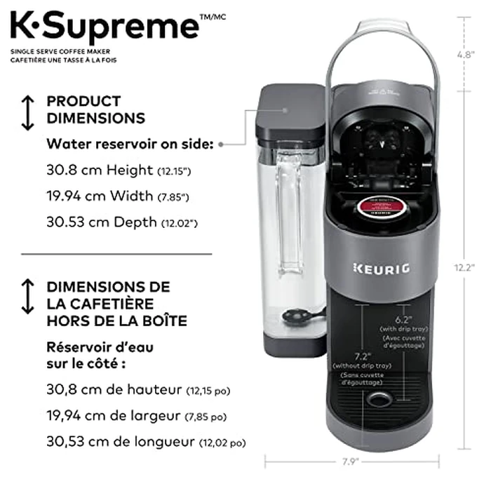 Keurig K-Supreme Single Serve K-Cup Pod Coffee Maker, With MultiStream Technology, Grey, 17.913in x 7.047in x 14.409in by Keurig - Image 8