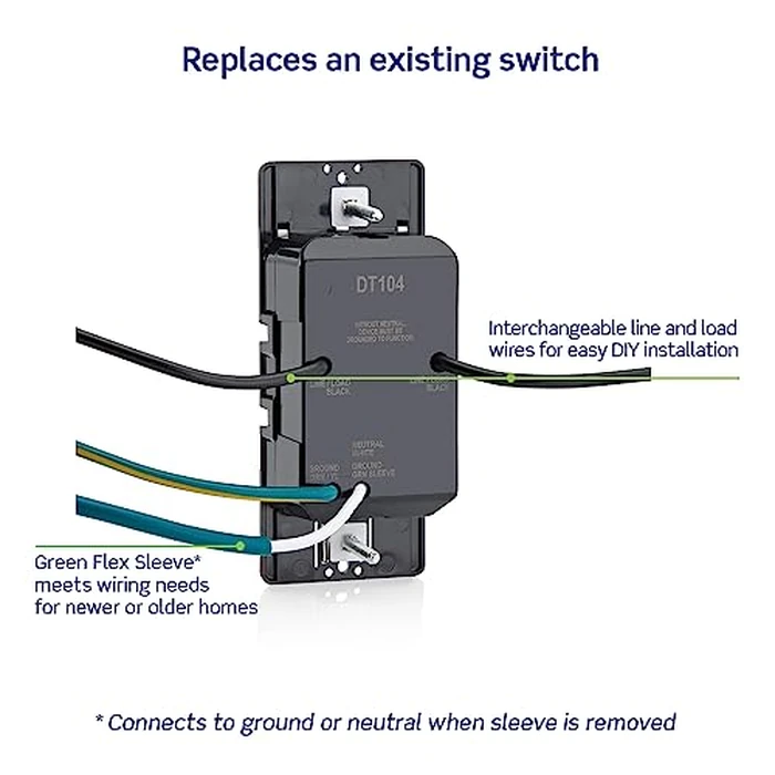 Leviton Countdown Timer Switch for household lights, heaters and exhaust fans, 30 min, 1-2-4 hour, No Neutral Wire Required, Single Pole, 15A, 1/2 HP/9.8A Fan/Motor, DT104-1LW, White by Leviton - Image 4