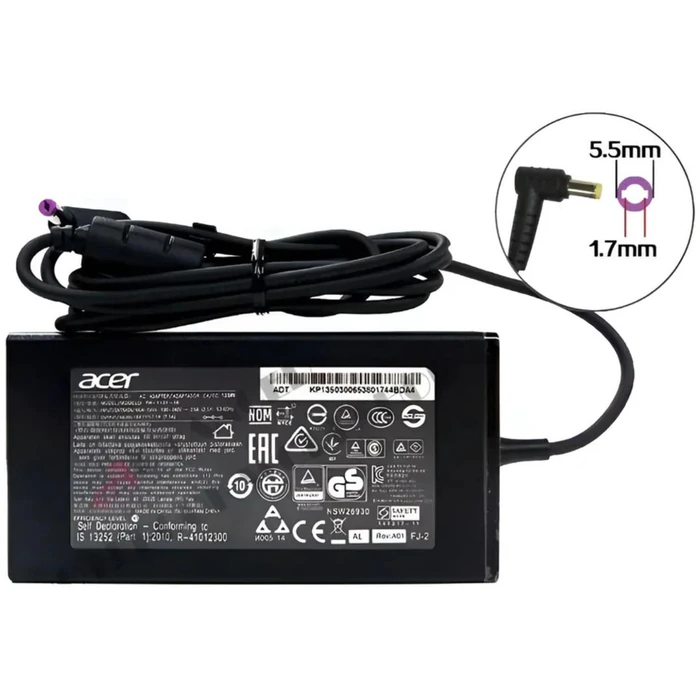 Acer 135W AC Laptop Charger Adapter for Acer Nitro AN515 (5.5x1.7mm) - Black by Acer - Refurbished - Brand New condition - US$19.98