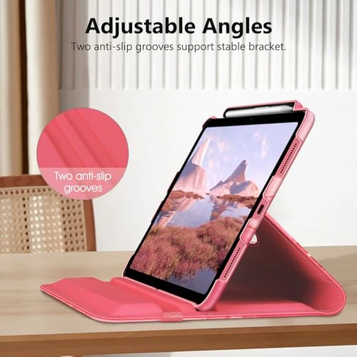 Fintie Rotating Case for iPad 10th Generation 10.9 Inch Tablet (2022 Model) with Pencil Holder - 360 Degree Rotating Protective Stand Cover with Auto Sleep/Wake, Marble Pink by FINTIE - Image 8