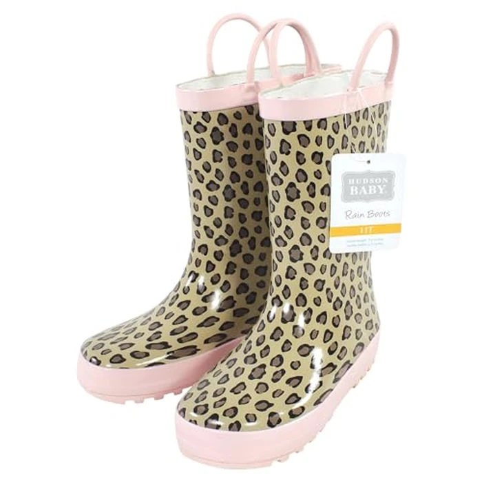 Hudson Baby Unisex Rain Boots, Leopard Pink, 6 Toddler by Hudson Baby - Image 2