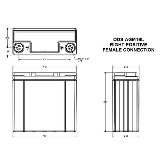 Odyssey Battery Battery, Extreme Series, AGM, 12V, 170 Cold Cranking Amps, Threaded Top Terminals, 7.2 in L x 6.6 in H x 3 in W, Each by ODYSSEY - Image 2