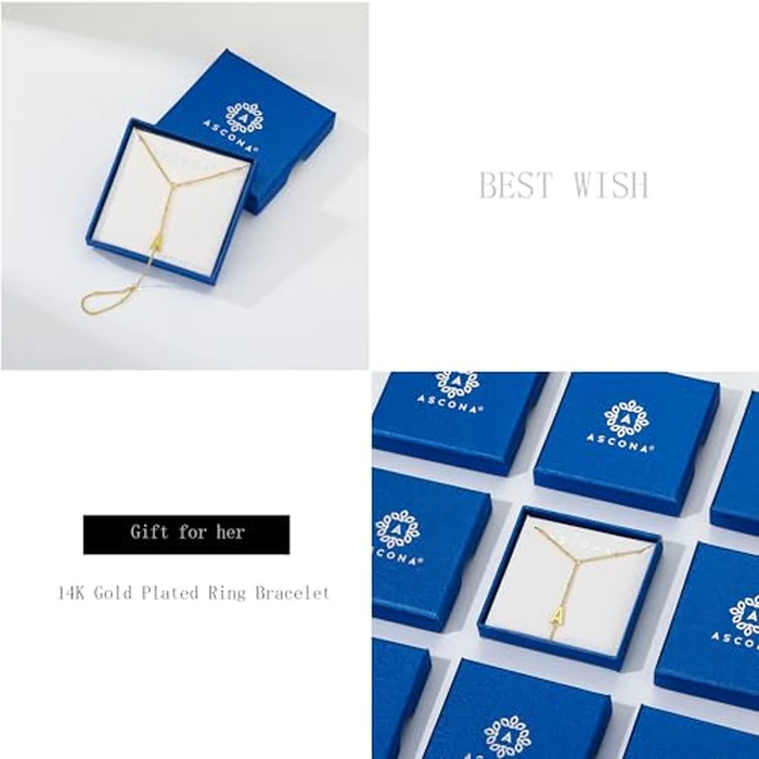 Ascona Initial Hand Chain Bracelet for Women-14K Gold Plated Ring Bracelet Hand Chain for Women Trendy,Dainty Letter A-Z Link Charm Stack Bracelets Set Jewelry Gifts by Ascona - Image 7