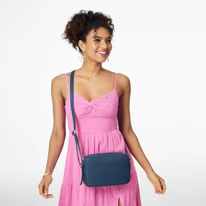 S-ZONE Crossbody Bags for Women Top Grain Leather Shoulder Handbags Camera Bag Purse Adjustable Strap Travel Daily Dark Blue by S-ZONE - Image 2