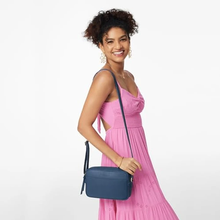 S-ZONE Crossbody Bags for Women Top Grain Leather Shoulder Handbags Camera Bag Purse Adjustable Strap Travel Daily Dark Blue by S-ZONE - Image 3