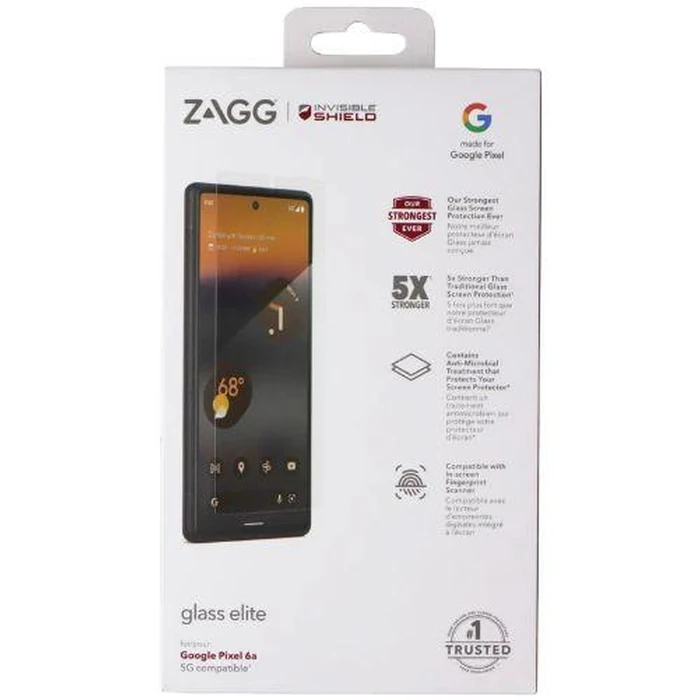 Zagg InvisibleShield Glass Elite Screen Protector for Google Pixel 6a - Clear by Zagg - Refurbished - Brand New condition