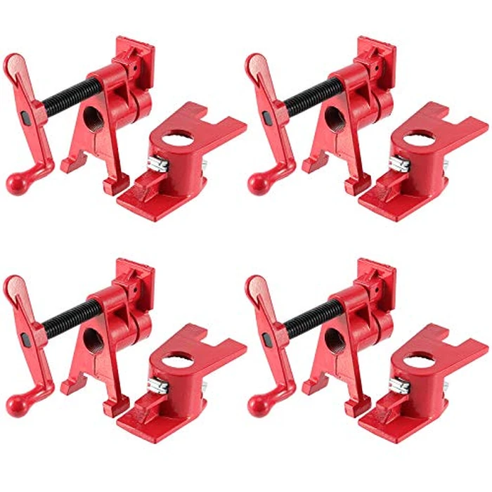 ZEONHAK 4 Pack 3/4 Inches Pipe Clamp, Wood Gluing Pipe Clamp Set, Heavy Duty Woodworking Cast Iron Clamp for Metalworking, Woodworking and Frame Assembly, Red by ZEONHAK - Image 1