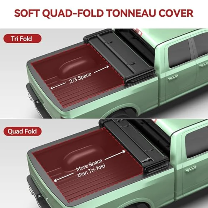 LEDKINGDOMUS Soft Quad-Fold Truck Bed Cover Fits for Chevy Silverado/GMC Sierra 2500 3500 HD 2020-2026 | 6'10" (82.2") Bed w/o Multi-Flex Tailgate by LEDKINGDOMUS - Image 4